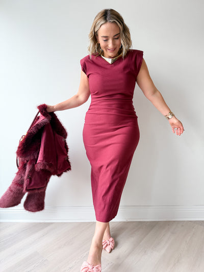 Nichole Midi Dress Burgundy