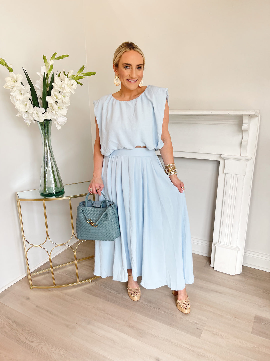 Codi Midi Skirt Set Light Blue