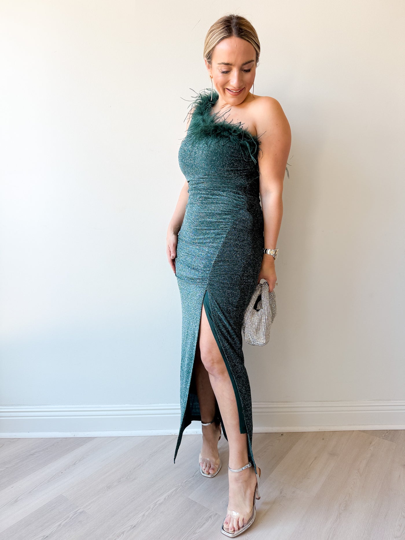 Sandrine One Shoulder Feather Dress