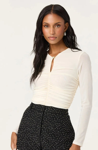 Yasmine Mesh Ruched Top