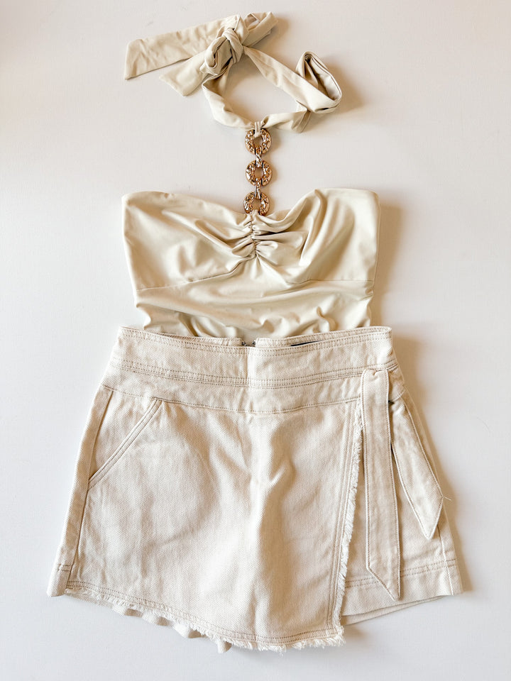 Sienna Frayed Denim Skort