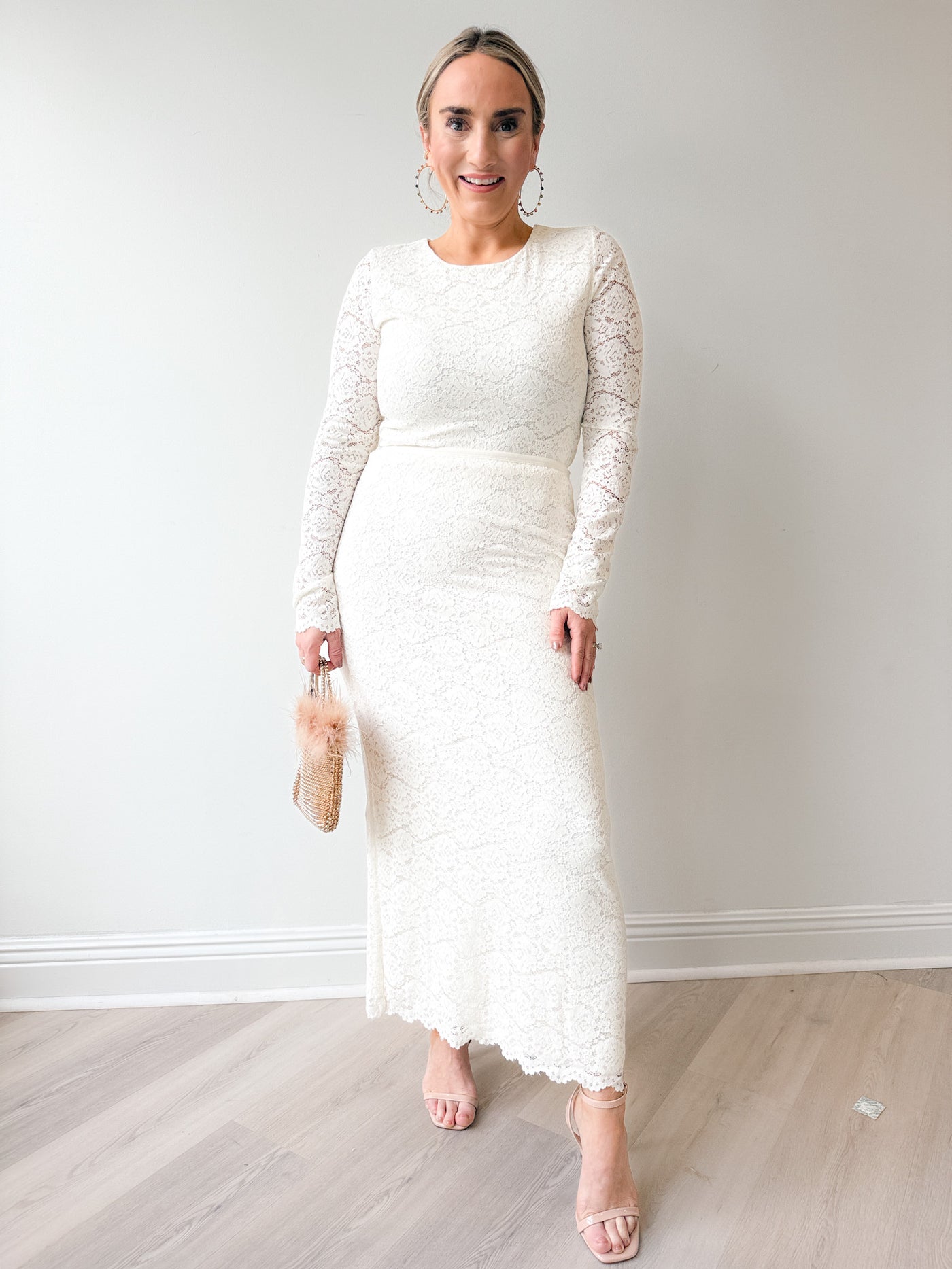 Via Lace Midi Skirt Cloud