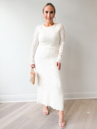 Via Lace Midi Skirt Cloud