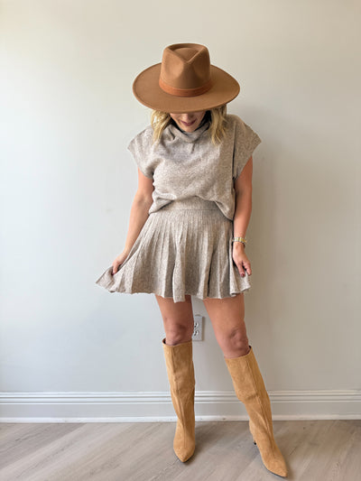 Eva Turtleneck Top And Pleated Skirt Set