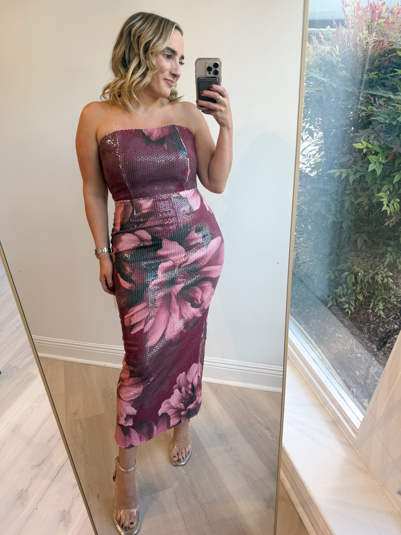 Keke Sequin Floral Midi Dress