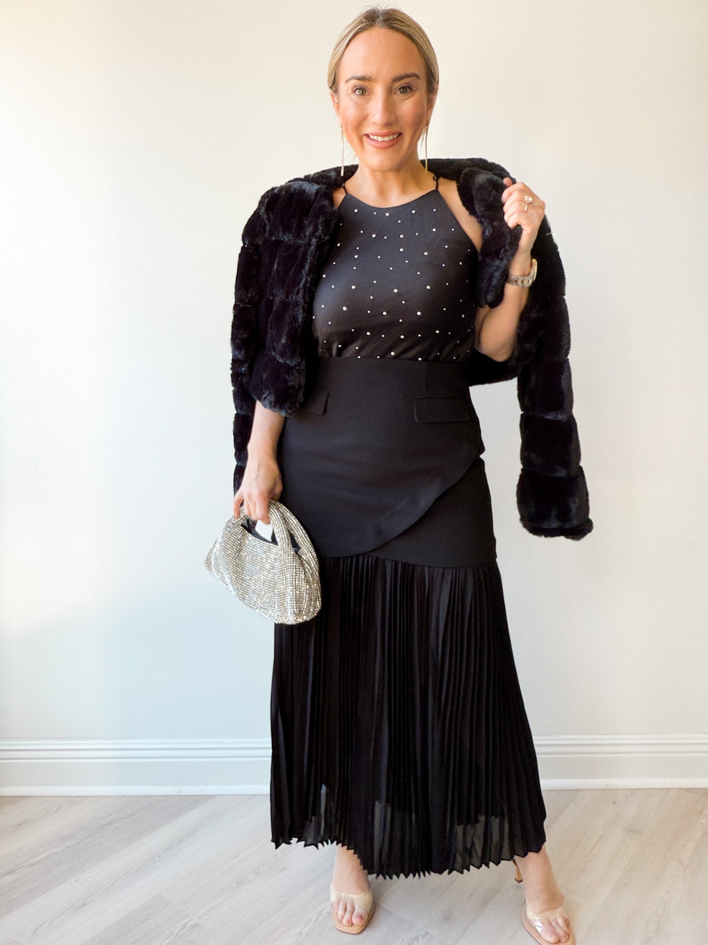 Deaile Contrast Layered Pleated Skirt