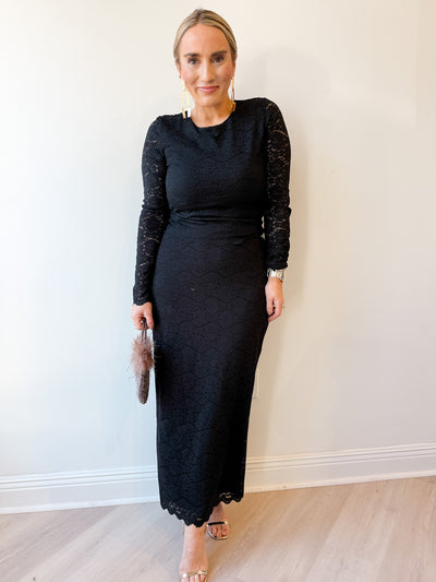 Via Lace Midi Skirt Black