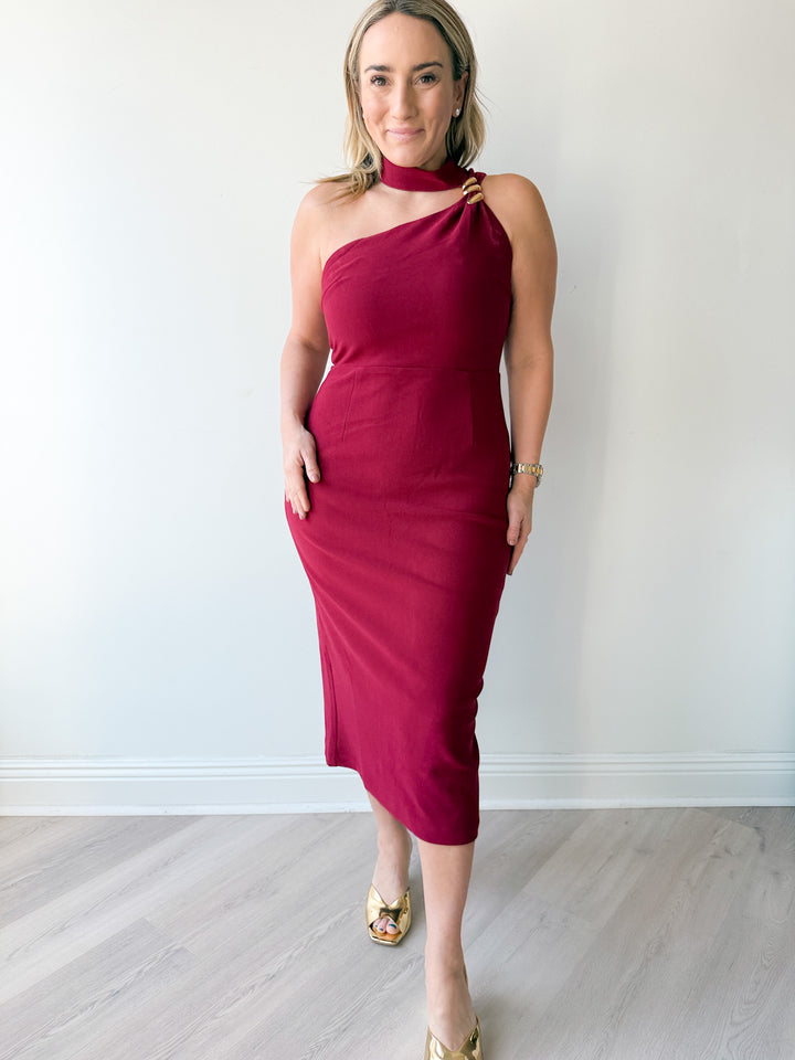 Emmie Halter Midi Dress Burgundy