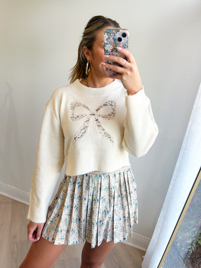 Lexi Bow Cropped Sweater Cream
