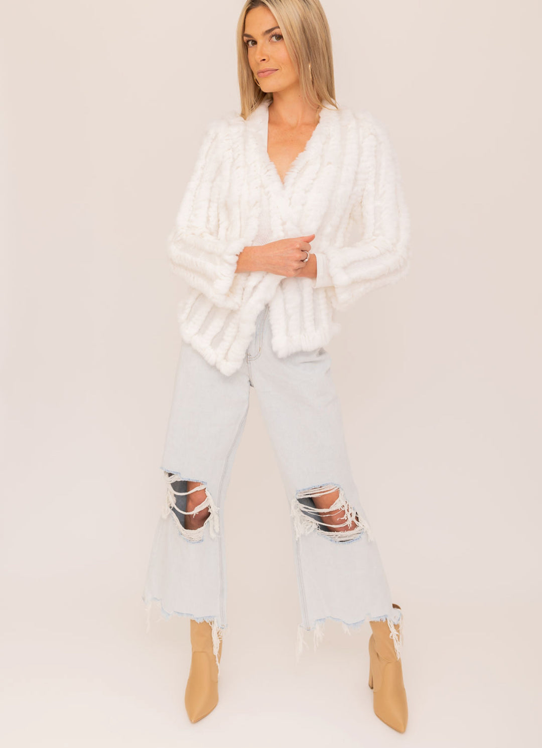 Kenz &amp; Gray Fur Jacket white