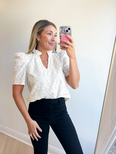 Morgan Short Slv. Textured Top