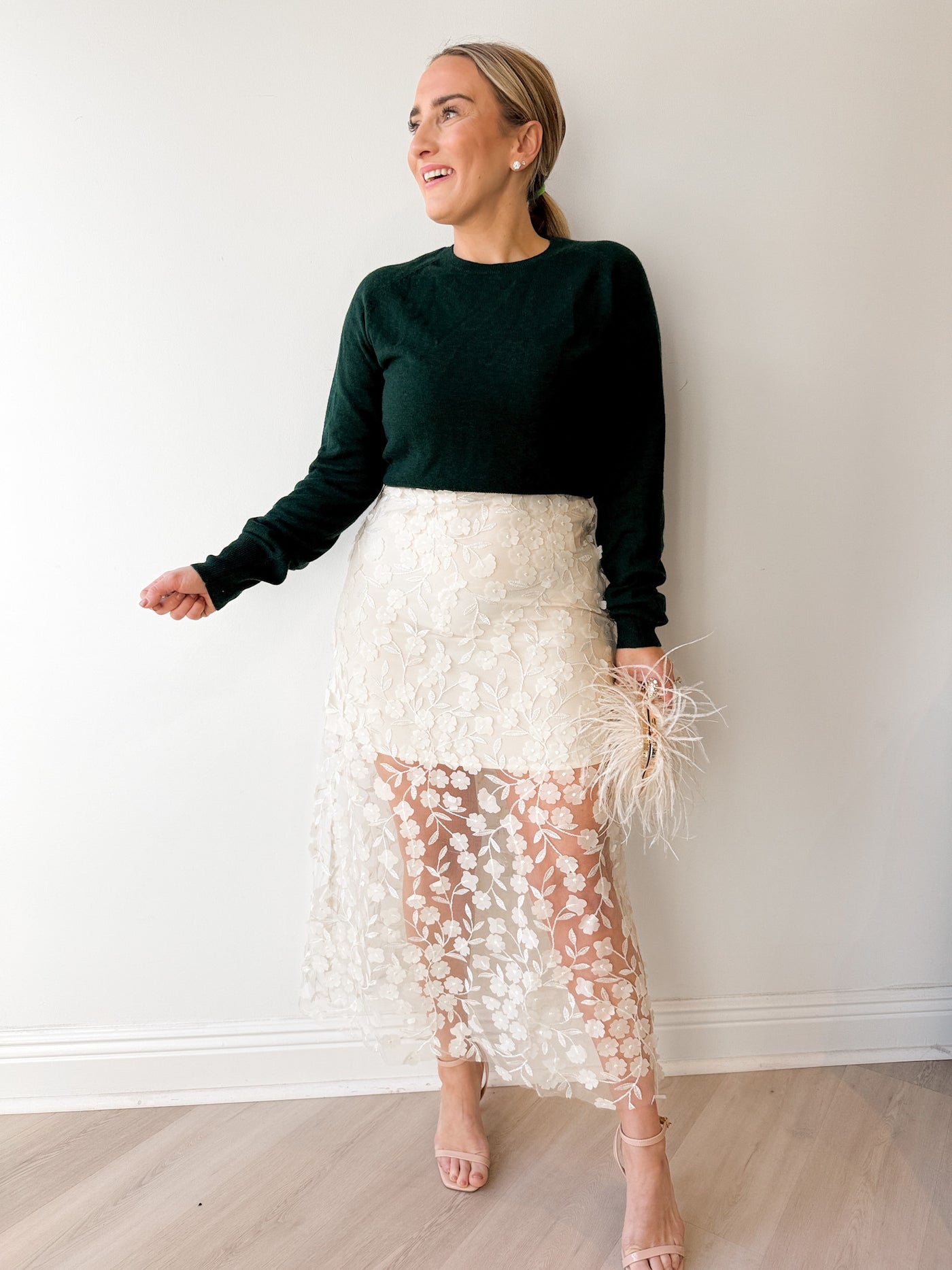 Jolie Floral Tulle Midi Skirt