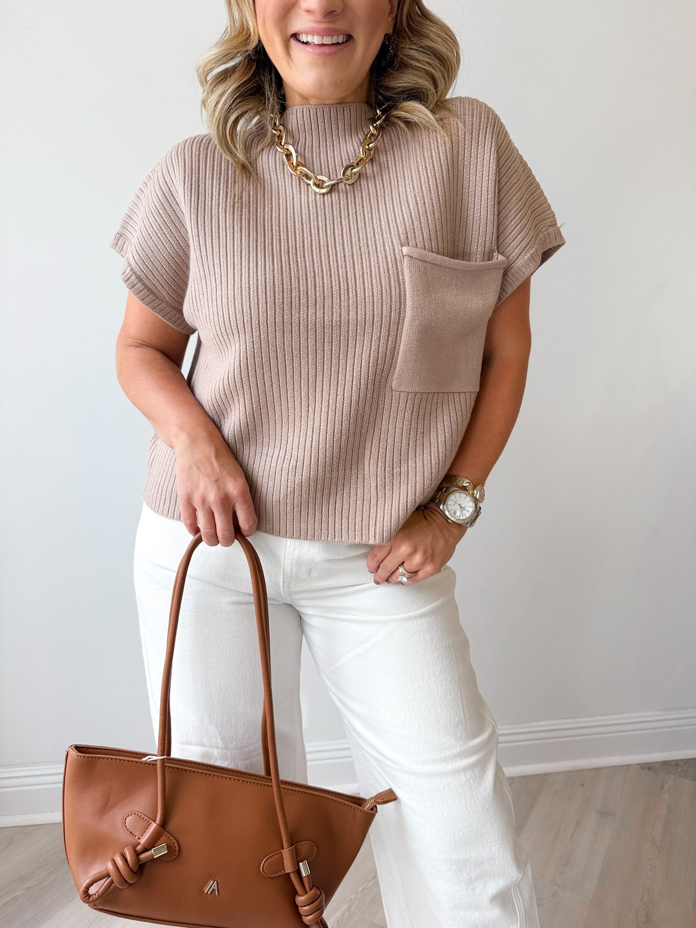 Kristen Mock Neck Pocket Sweater
