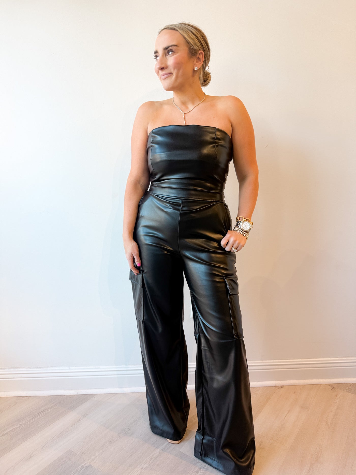Crystal Leather Jumpsuit