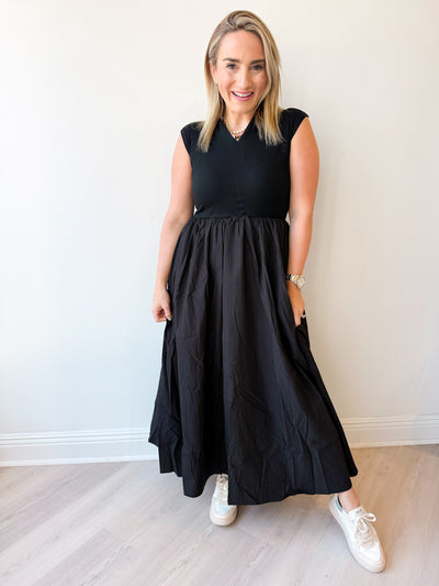 Nancy Drop Shoulder Maxi Dress Black