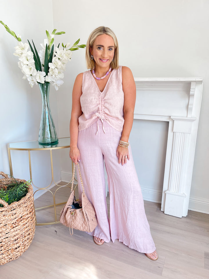 Leah V-Neck Ruched Crop Top