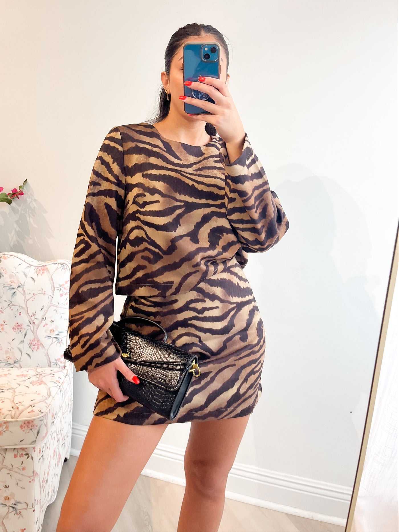 Vivian Animal Print Suede Crop Top