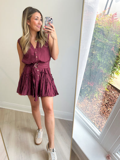 Bridget Belted Mini Dress Cranberry
