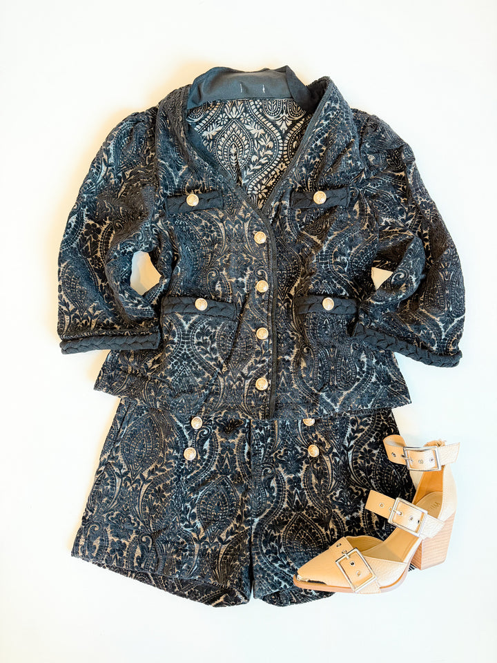 Paisley Velvet Jacquard Shorts