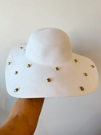 Studded Floppy Hat white