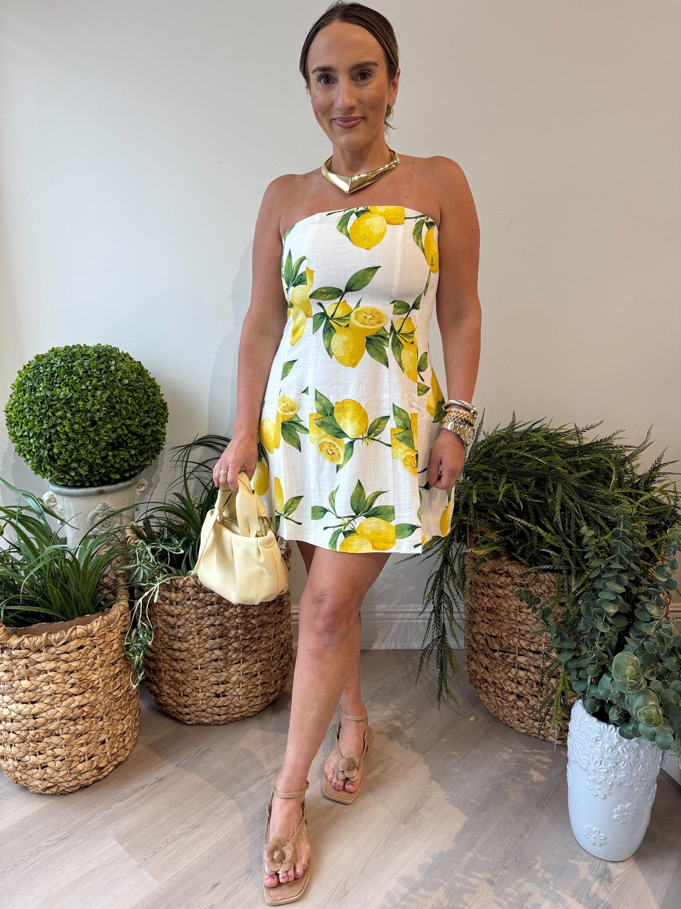 Lizza Lemon Tube Mini Dress