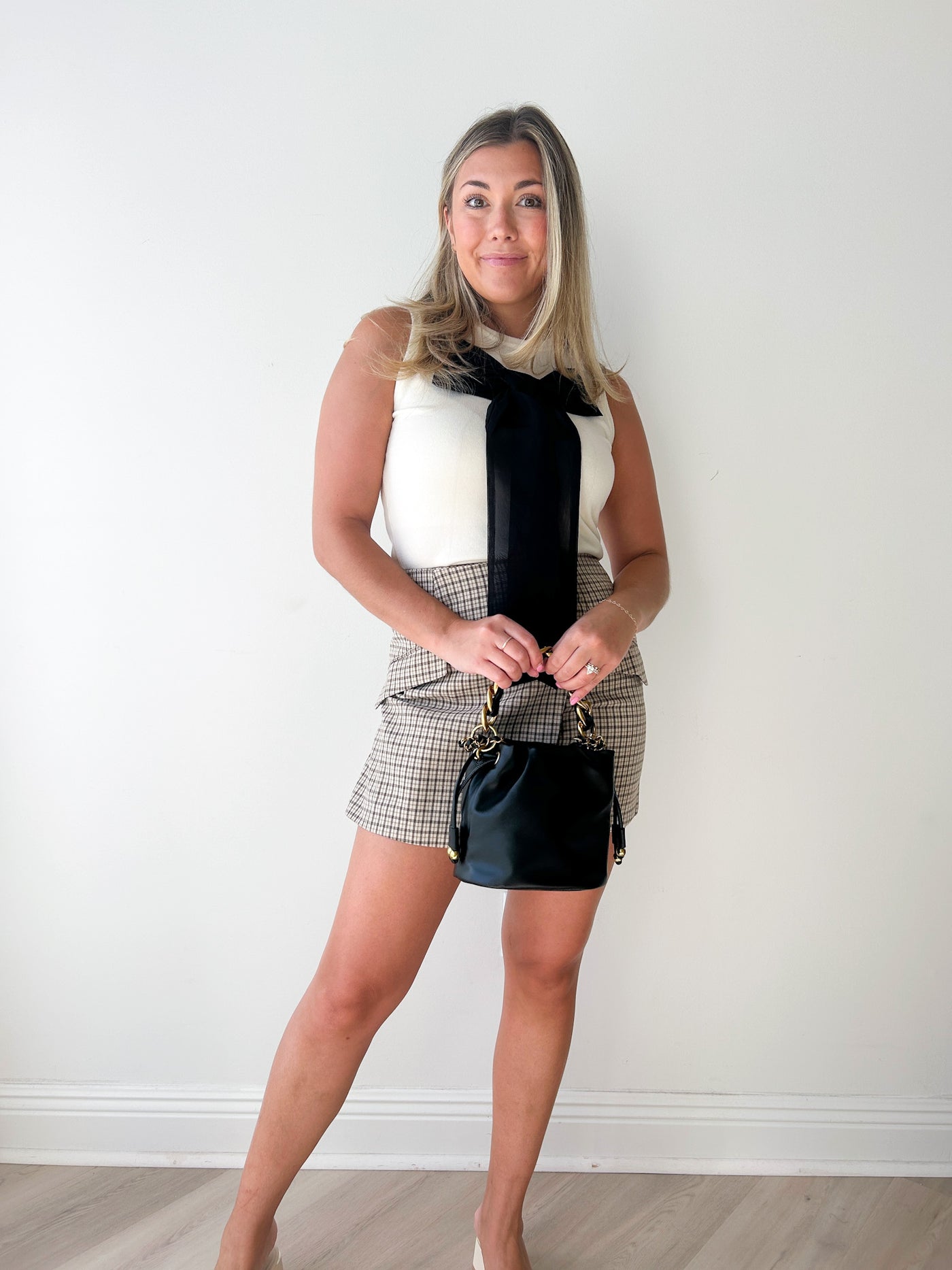 Brielle Bow Trim Sweater Tank
