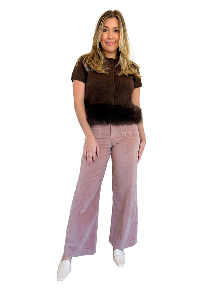 Delsie Fur Trimmed Knit Top