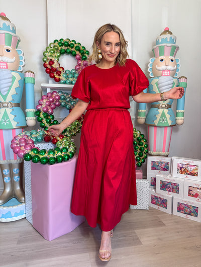 Davina Midi Ball Skirt haute red