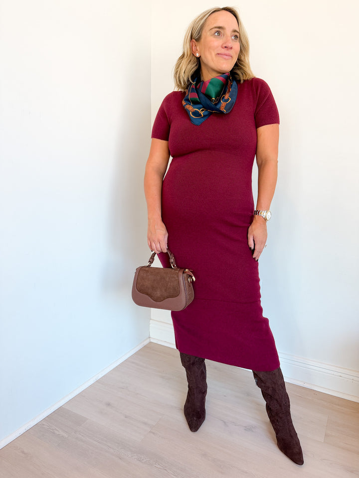Cher Knit Midi Dress burgundy