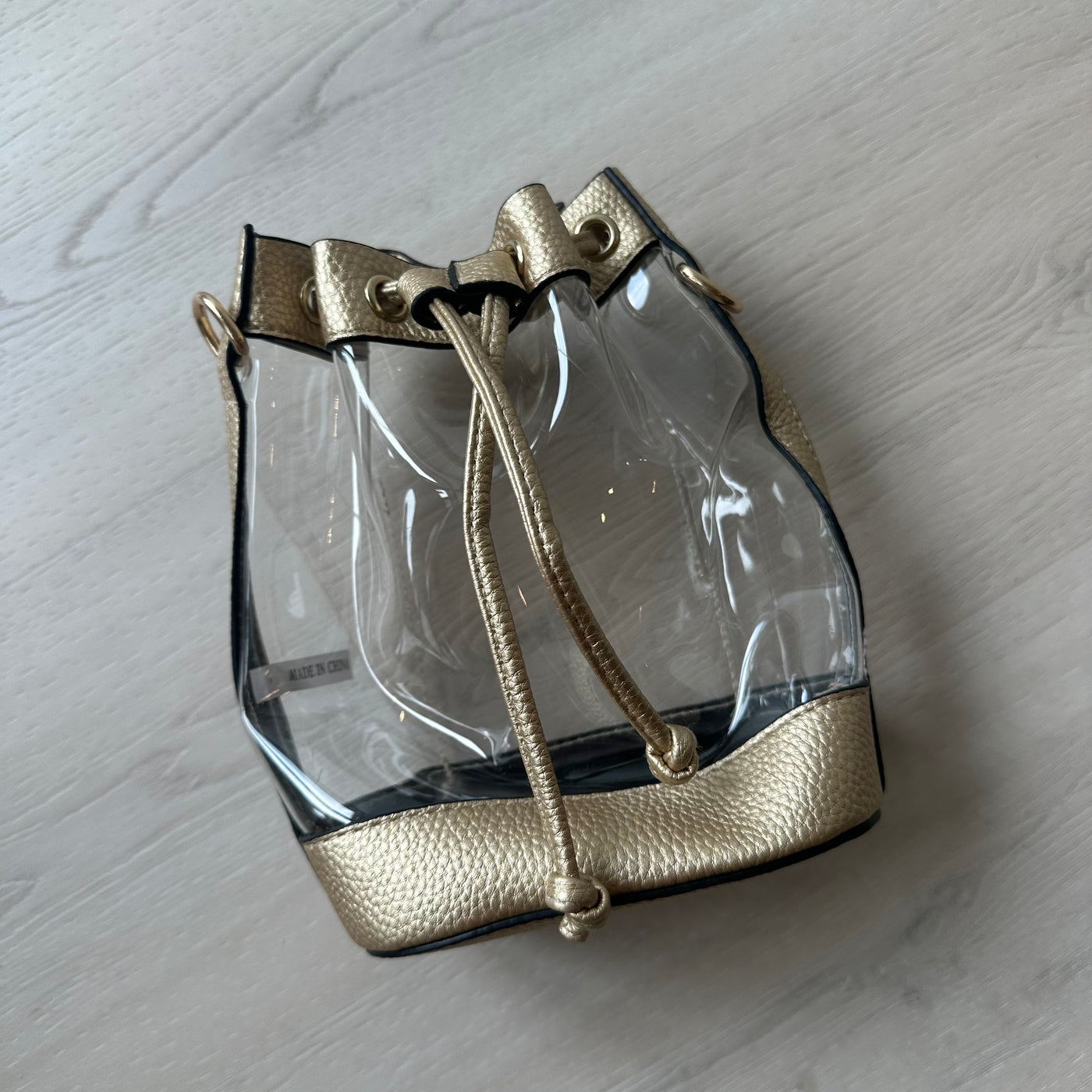 Clear Bucket Bags gold 5.9" X 3.5" X 7.9"