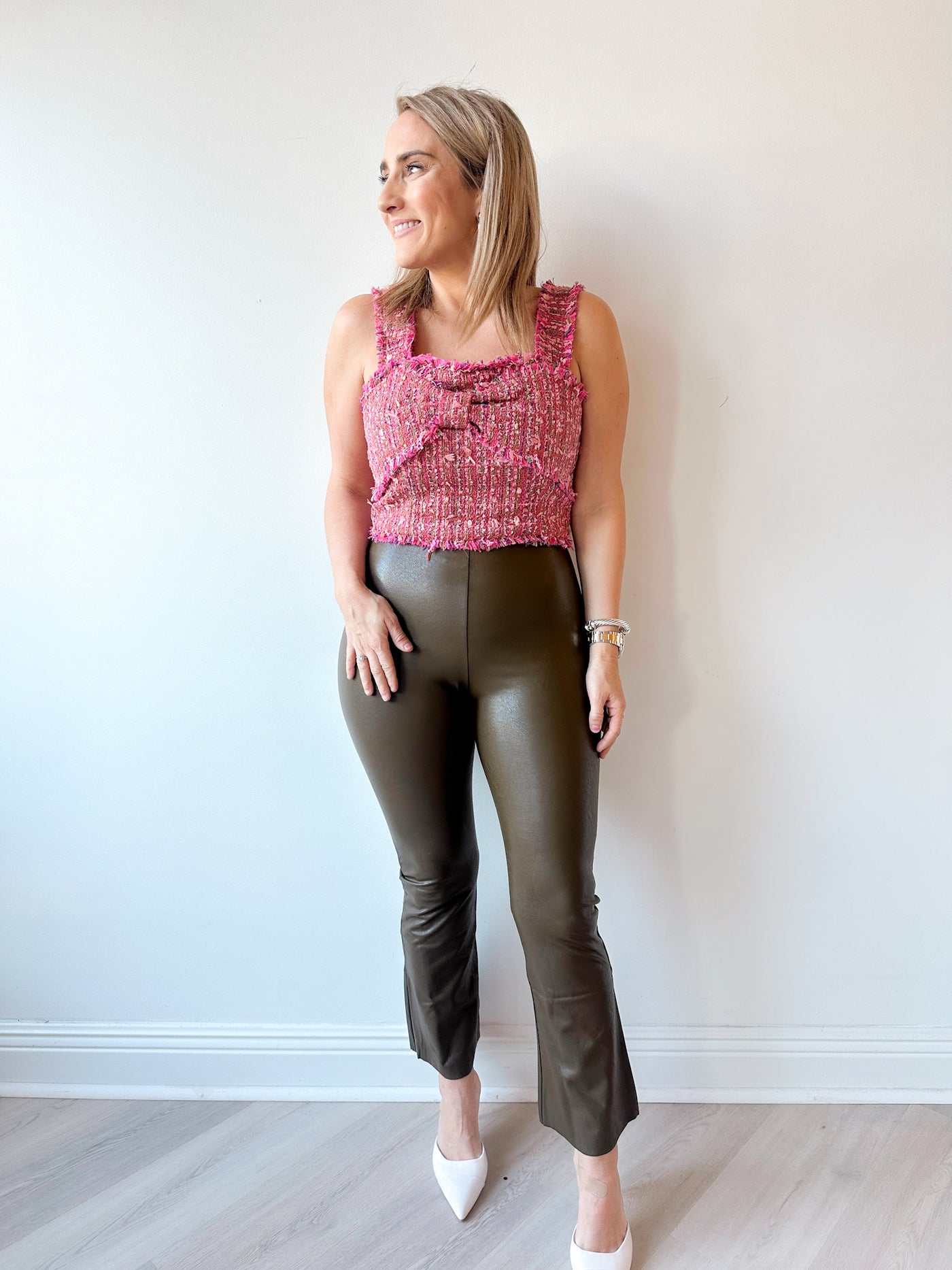 Faux Leather Crop Flare