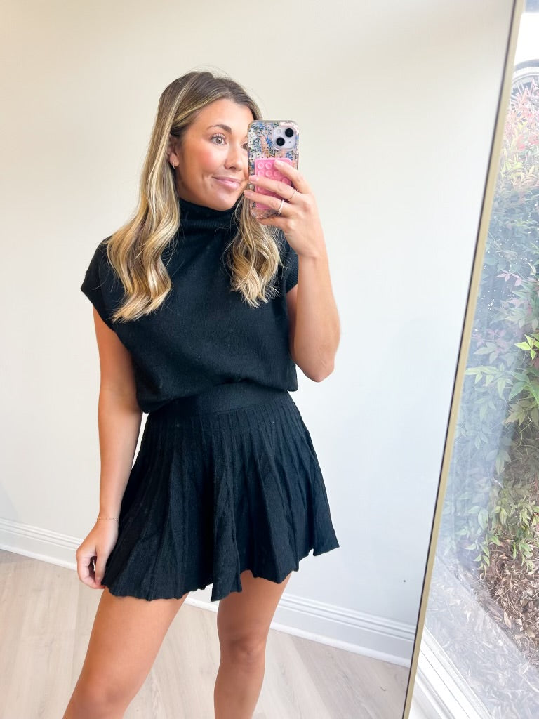 Eva Turtleneck Top And Pleated Skirt Set