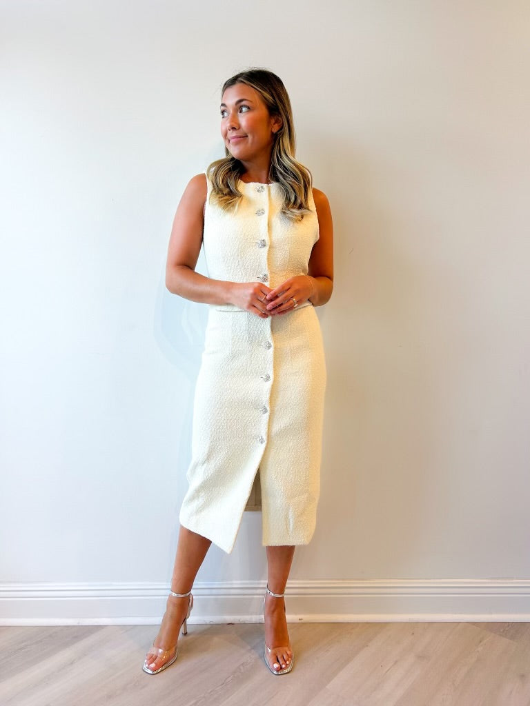 Rosa Jewel Buttoned Midi Dress