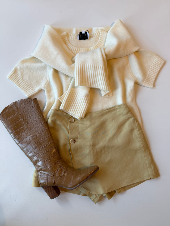 Shannon Knit Scarf Top Cream