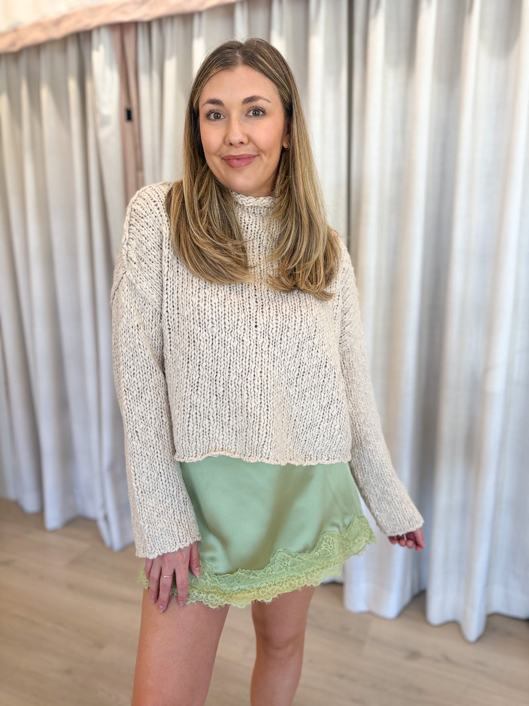 Mila Lace Trim Mini Skirt matcha