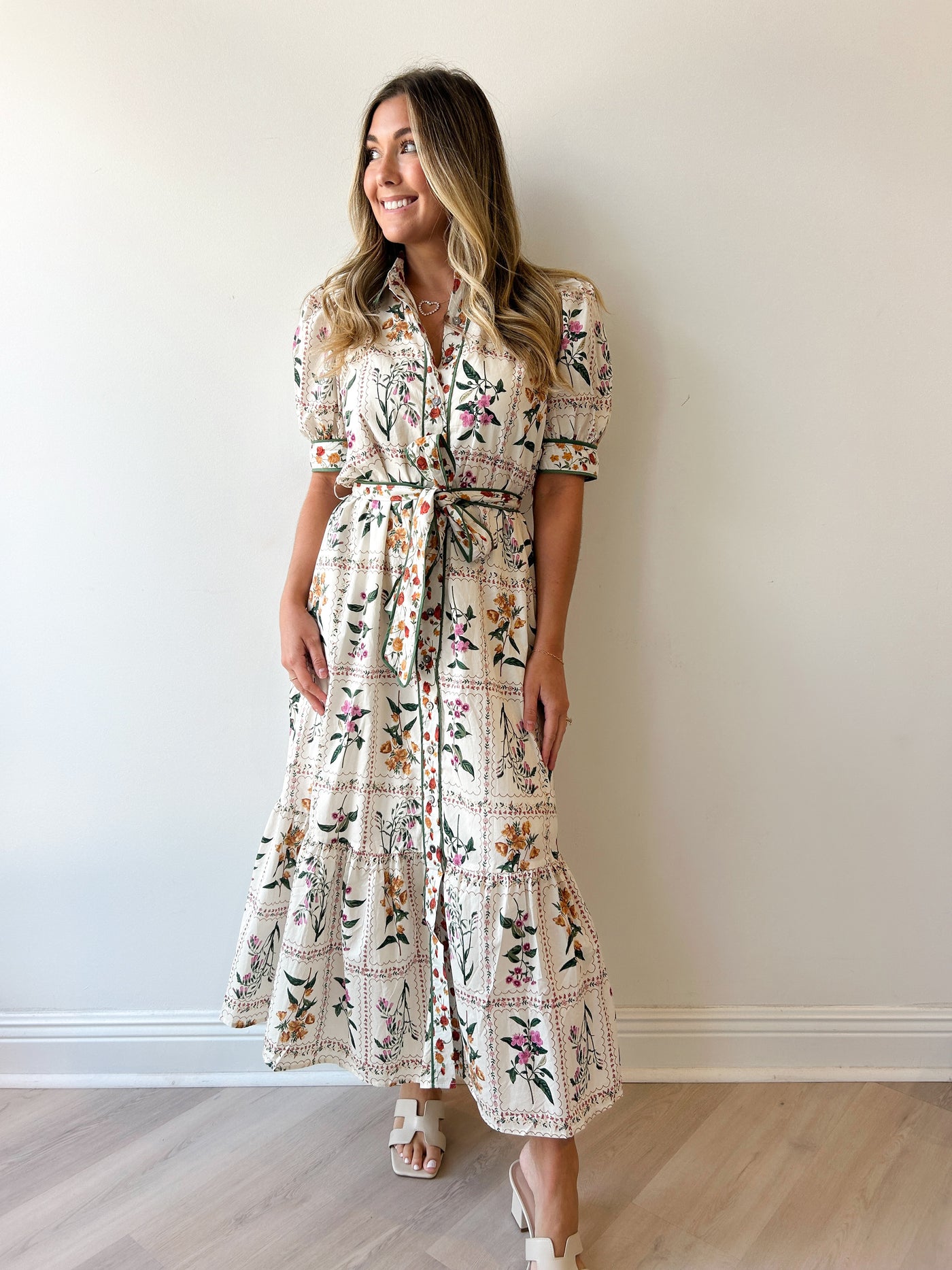 Gabi Button Down Print Midi Dress