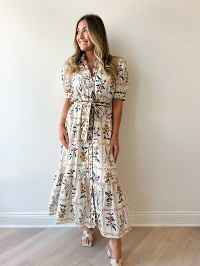 Gabi Button Down Print Midi Dress