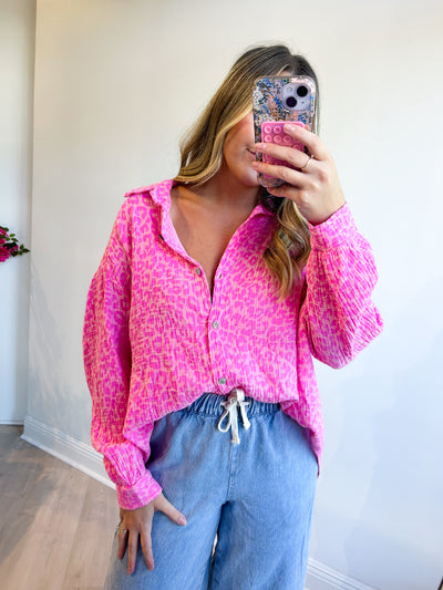 Cheetah Gauze Blouse