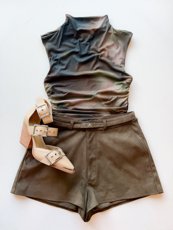 Vegan Suede Micro Mini Shorts