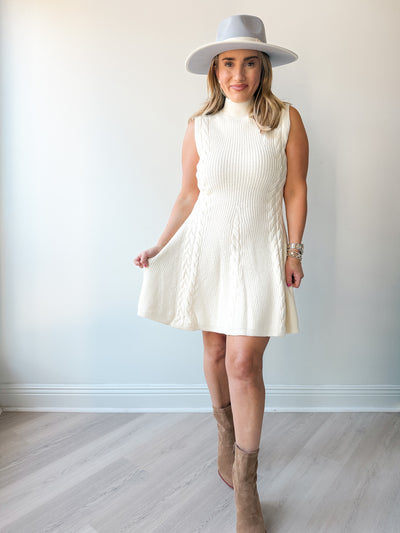 Tara Cable Knit Flare Mini Dress