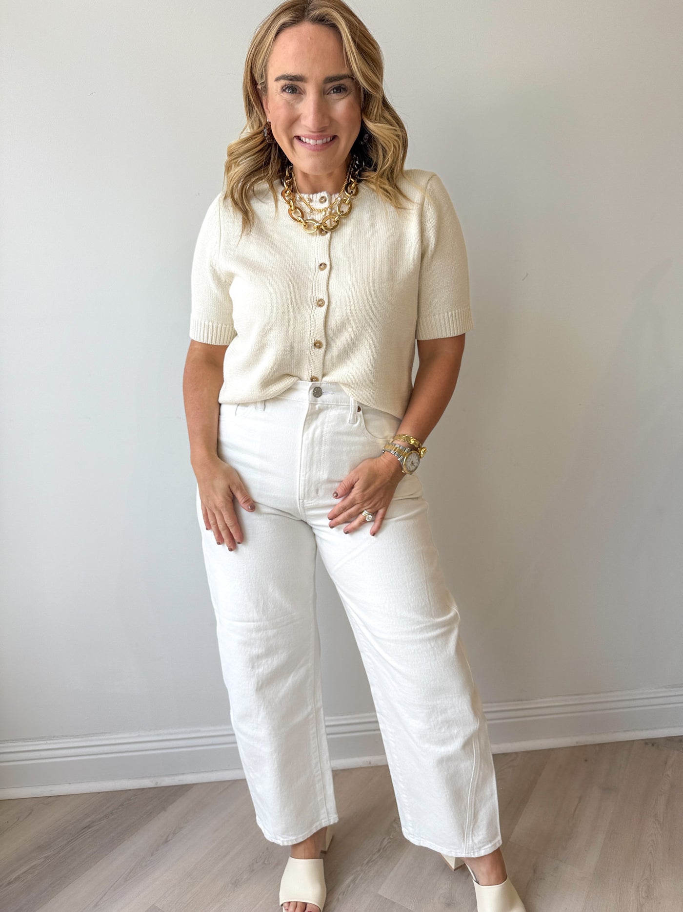 Amanda Short Sleeve Button Down Cardigan