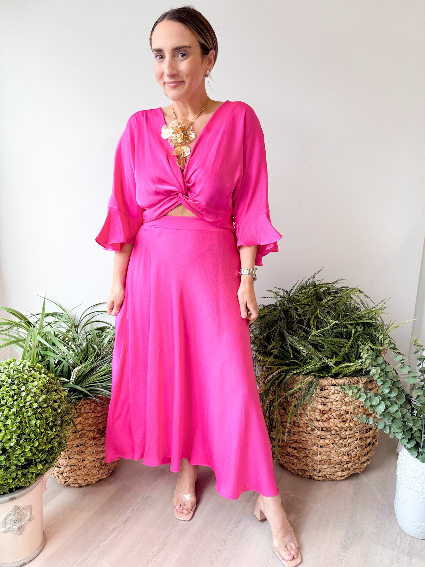 Wynne Midi Skirt fuchsia