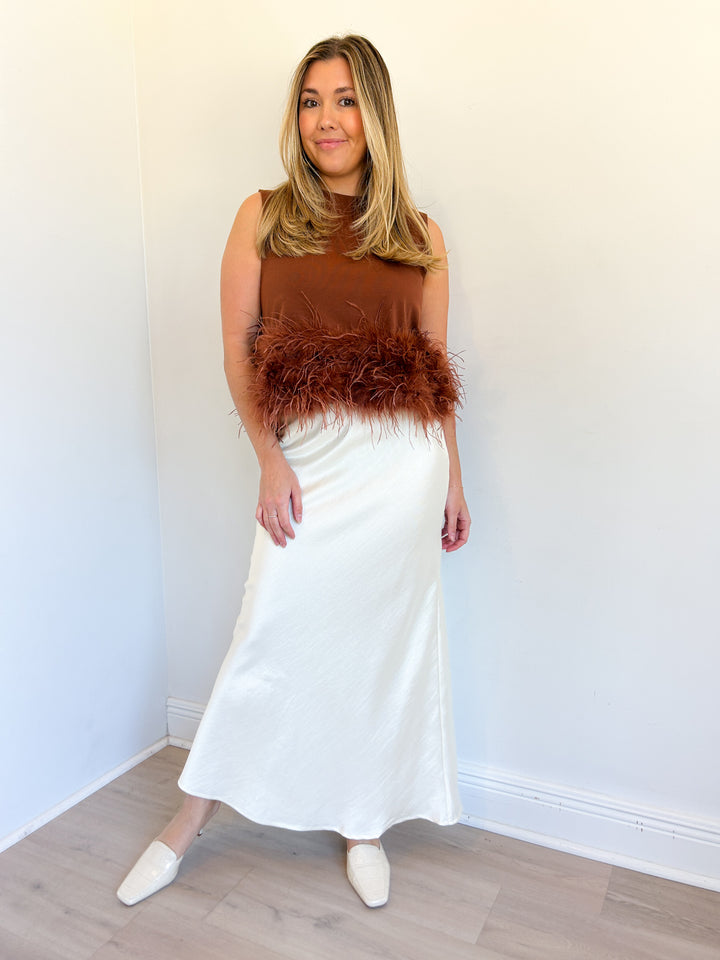 Khloe Feather Hem Ribbed Tank