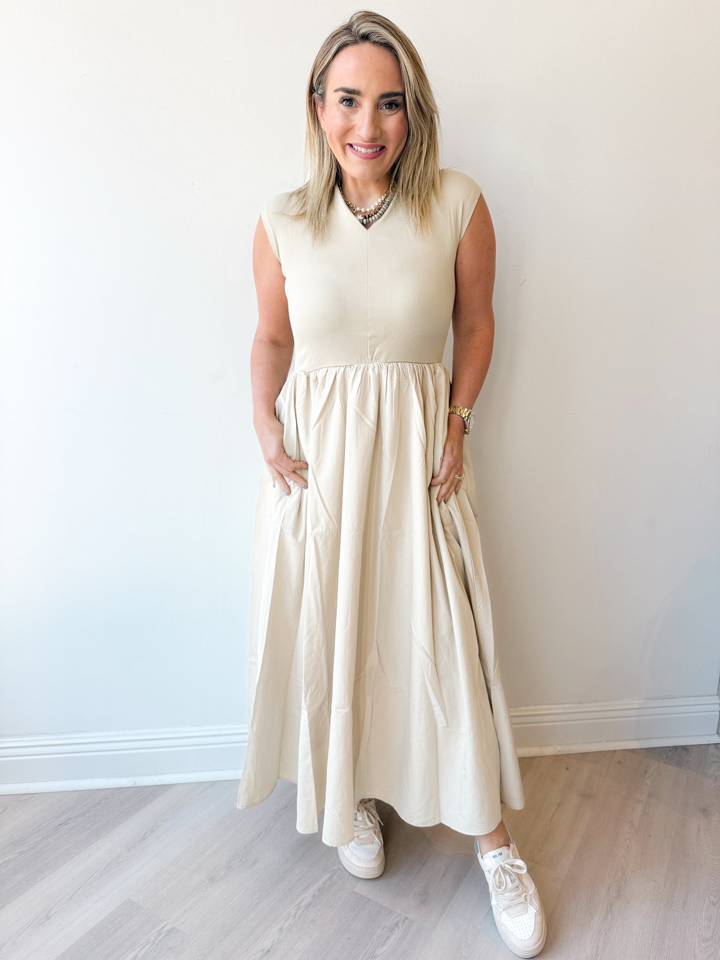 Nancy Drop Shoulder Maxi Dress Khaki