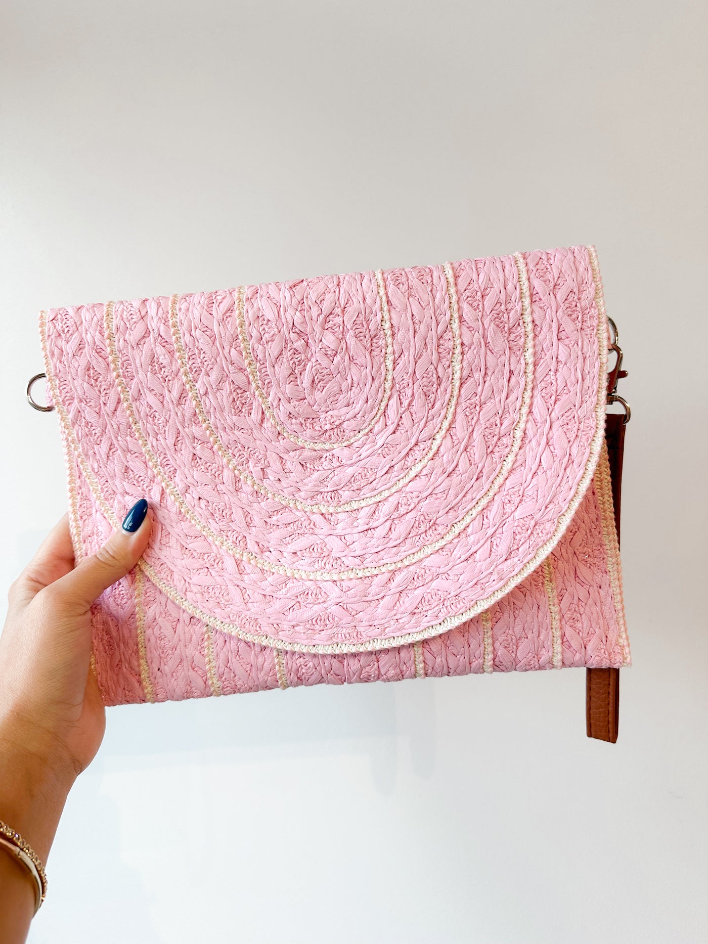 Straw Clutch pink 11" x 8.5"