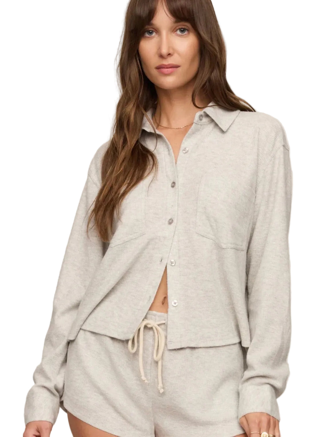 Waffle Shirt Feather Grey