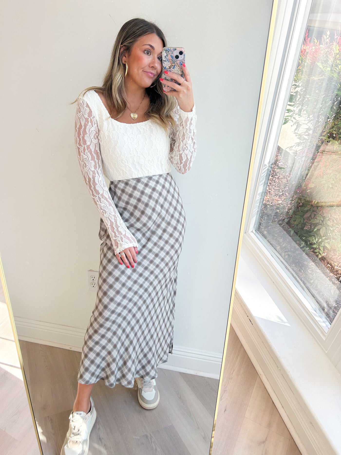 Sydney Plaid High Waist Midi Skirt