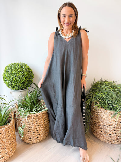 Amy Linen Maxi Dress charcoal