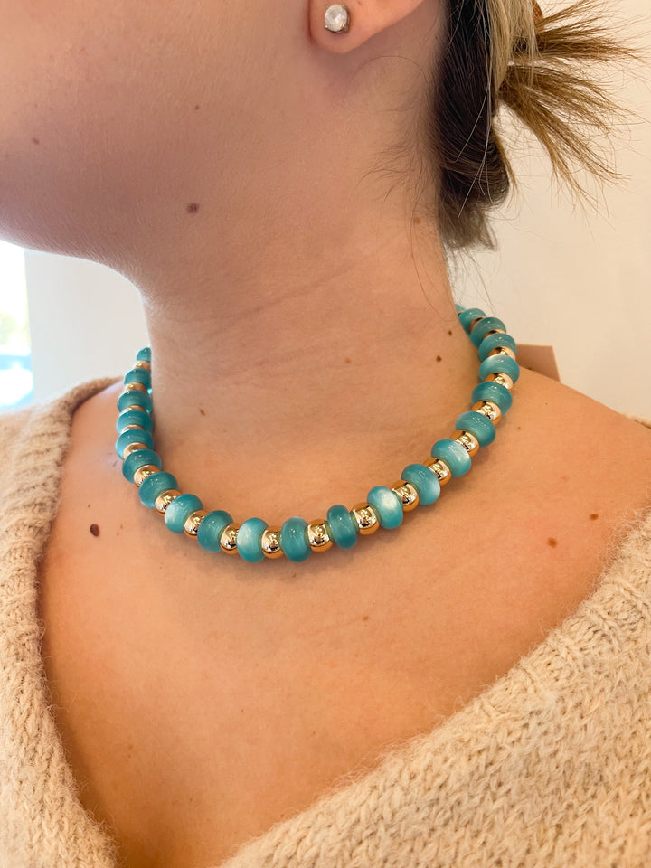 Caroline Beaded Necklace Blue