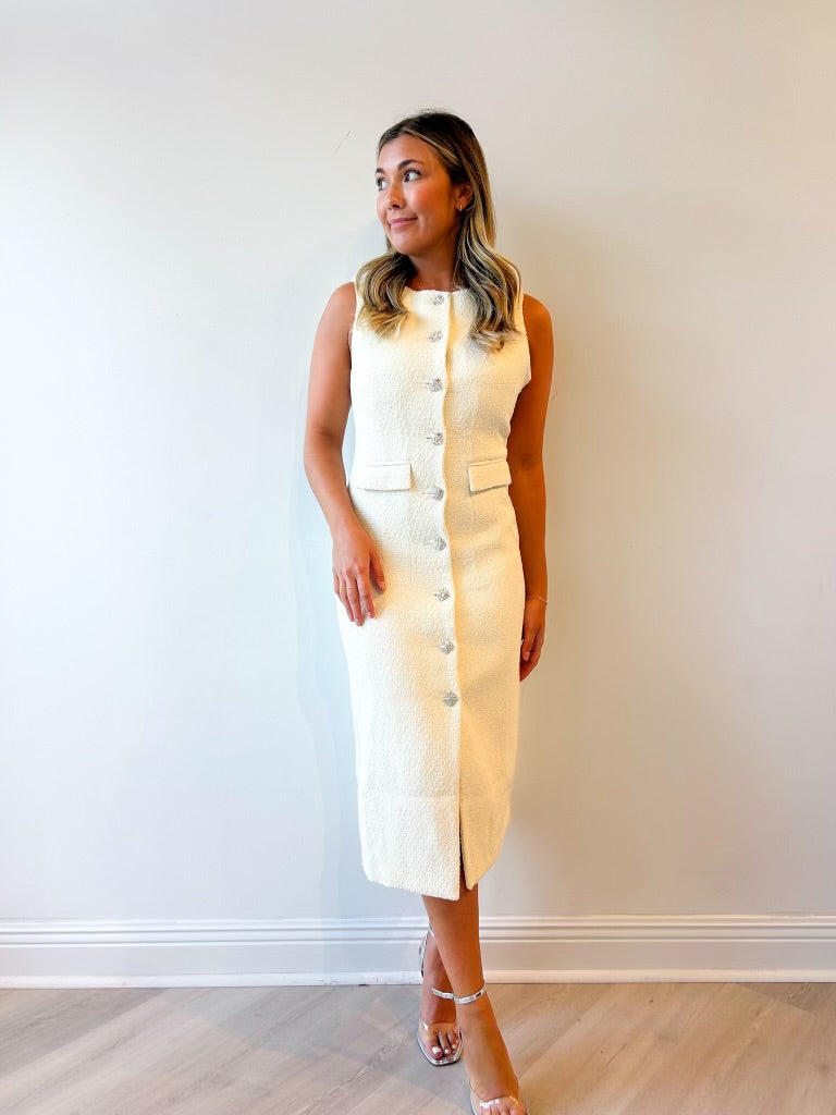 Rosa Jewel Buttoned Midi Dress
